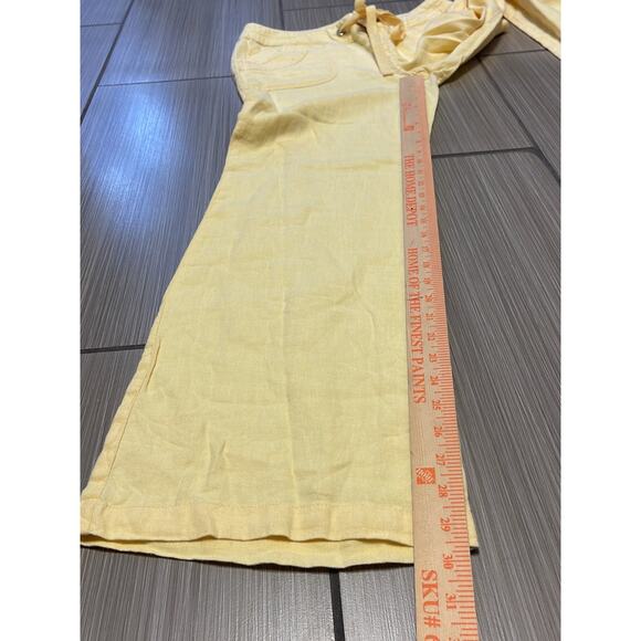 Luxury Linen relaxed breathable butter-yellow coastal breezy wide leg pants sz 8 - Picture 2 of 11